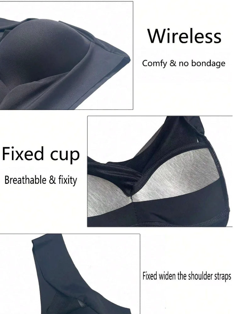 Seamless Lace Wireless Sports Bra Set for Women Plus Size