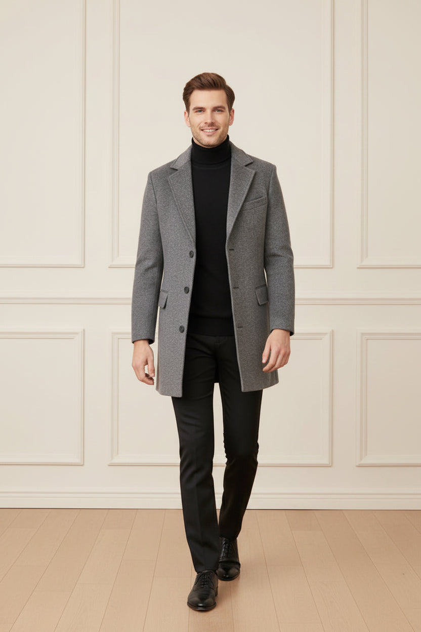 Men British Style Wool Coat
