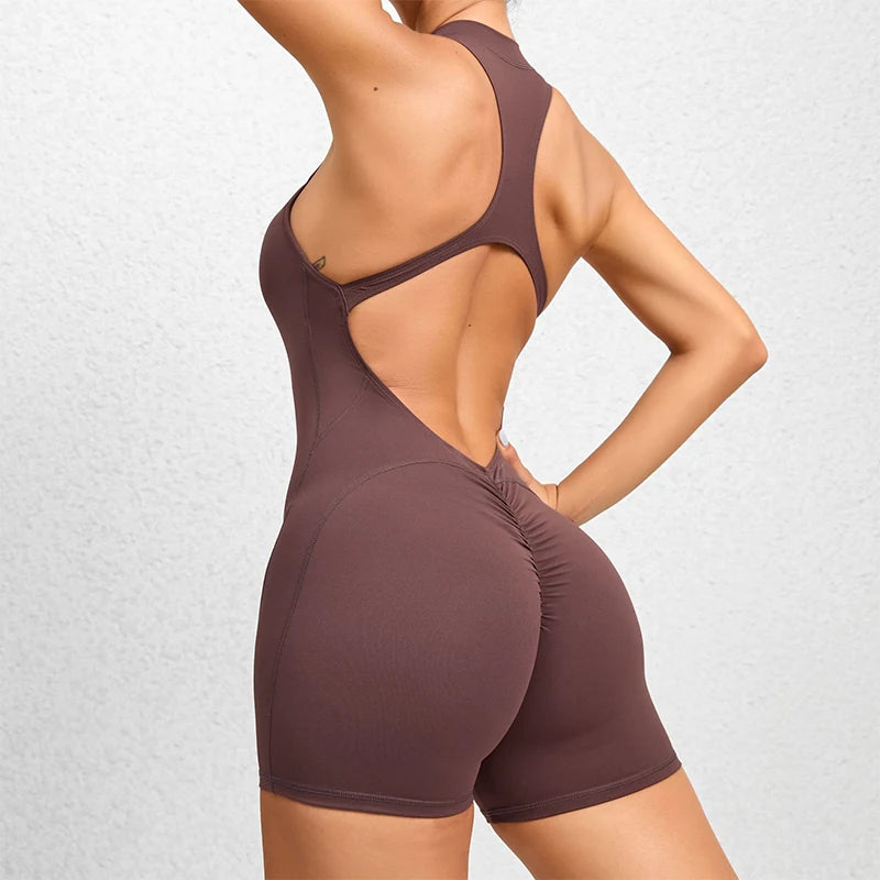 Women Sleeveless Sports Jumpsuit Yoga Romper Fitness Bodysuit