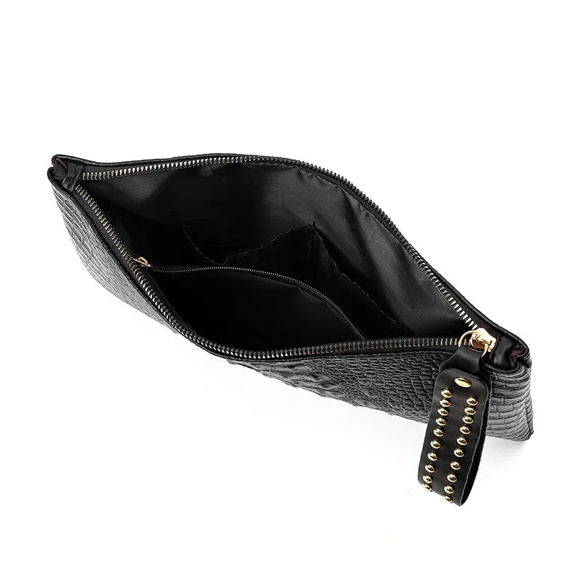 PU Leather Envelope Clutch Wristlet Bag for Women