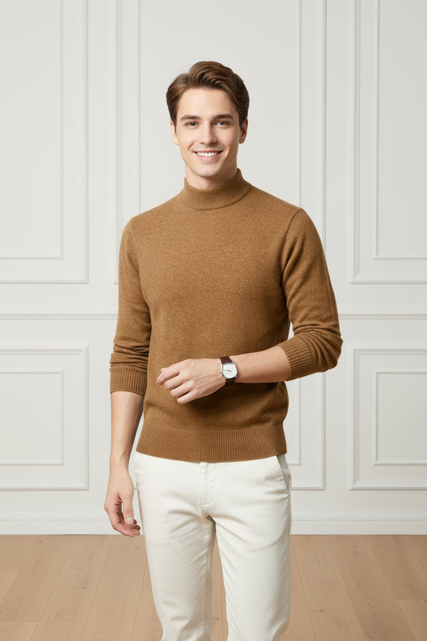 Men Mock Neck Knit Sweater