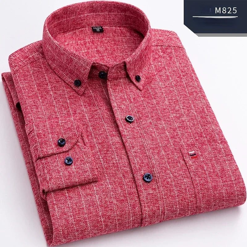 Men’s Cotton Plaid Long Sleeve Shirt