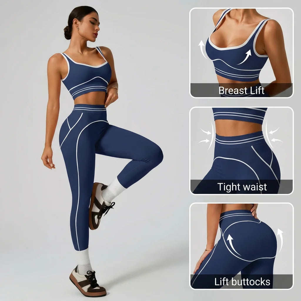 Women Seamless Yoga Set Sports Bra and High Waist Leggings Fitness Outfit
