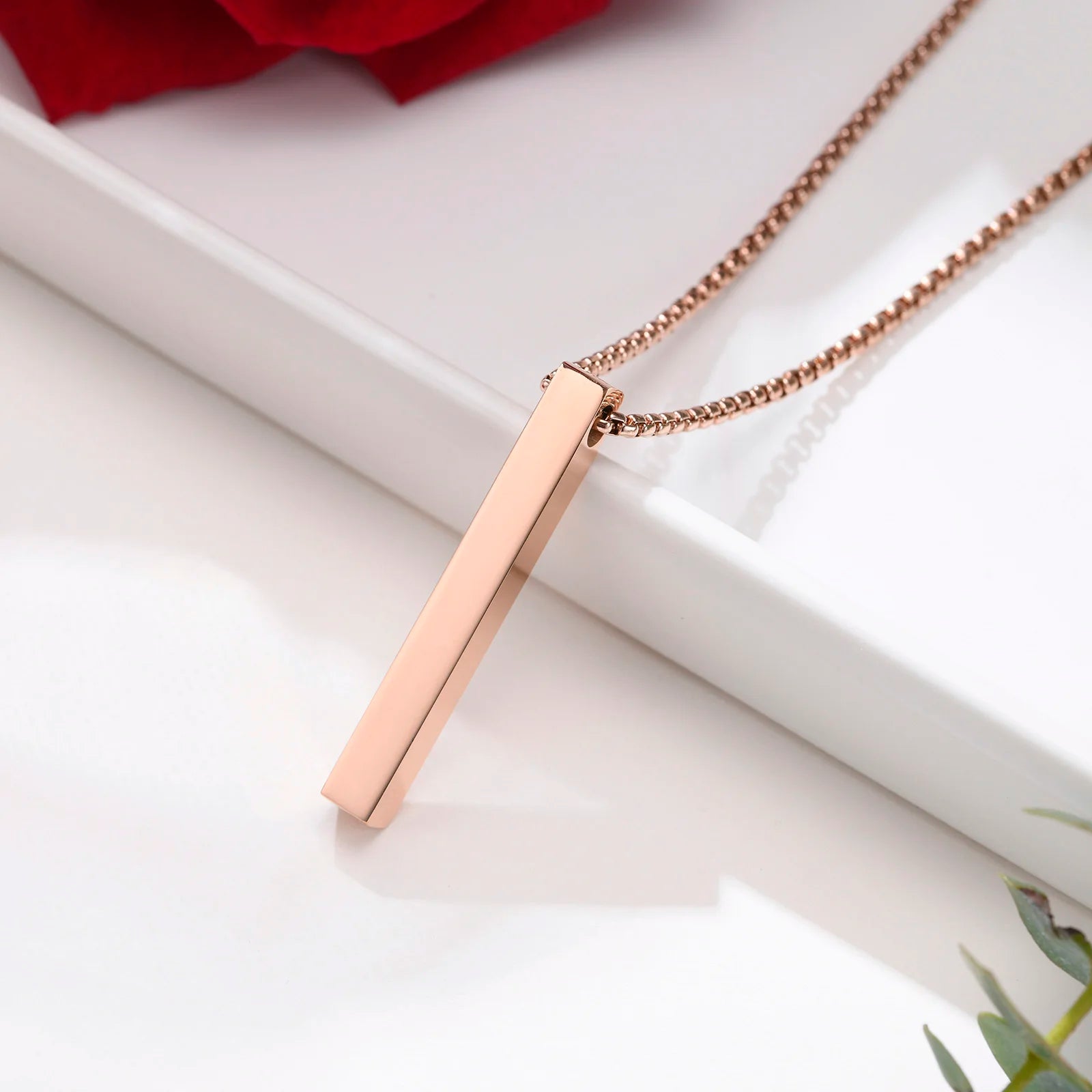 Men Stainless Steel Bar Pendant Necklace