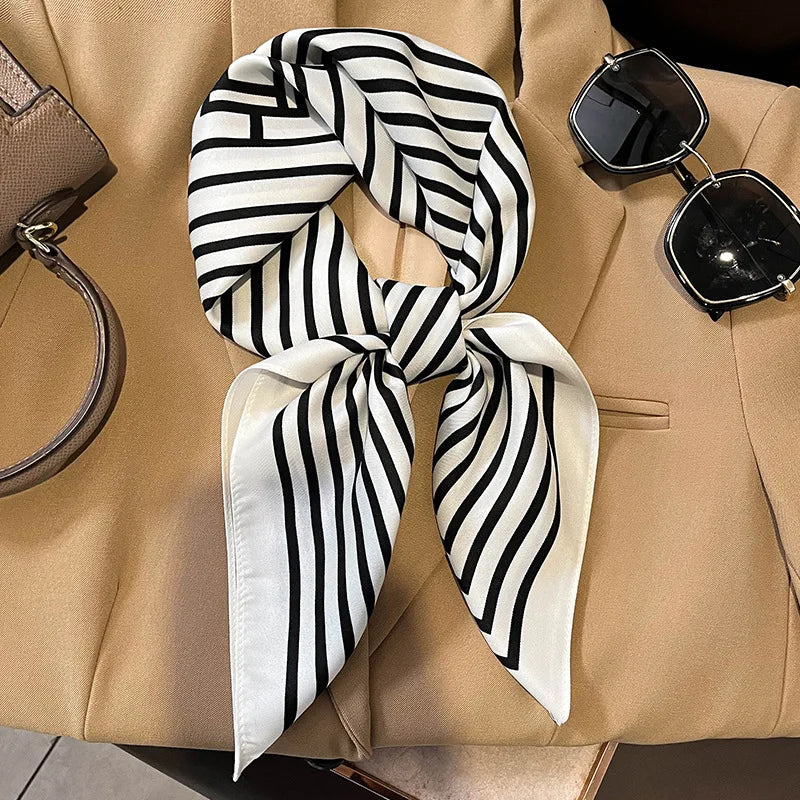 Women Silk Satin Printed Square Hijab Scarf Luxury Shawl