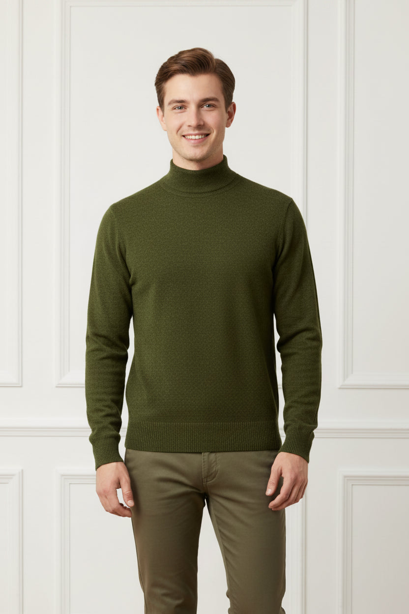 Men Mock Neck Knit Sweater