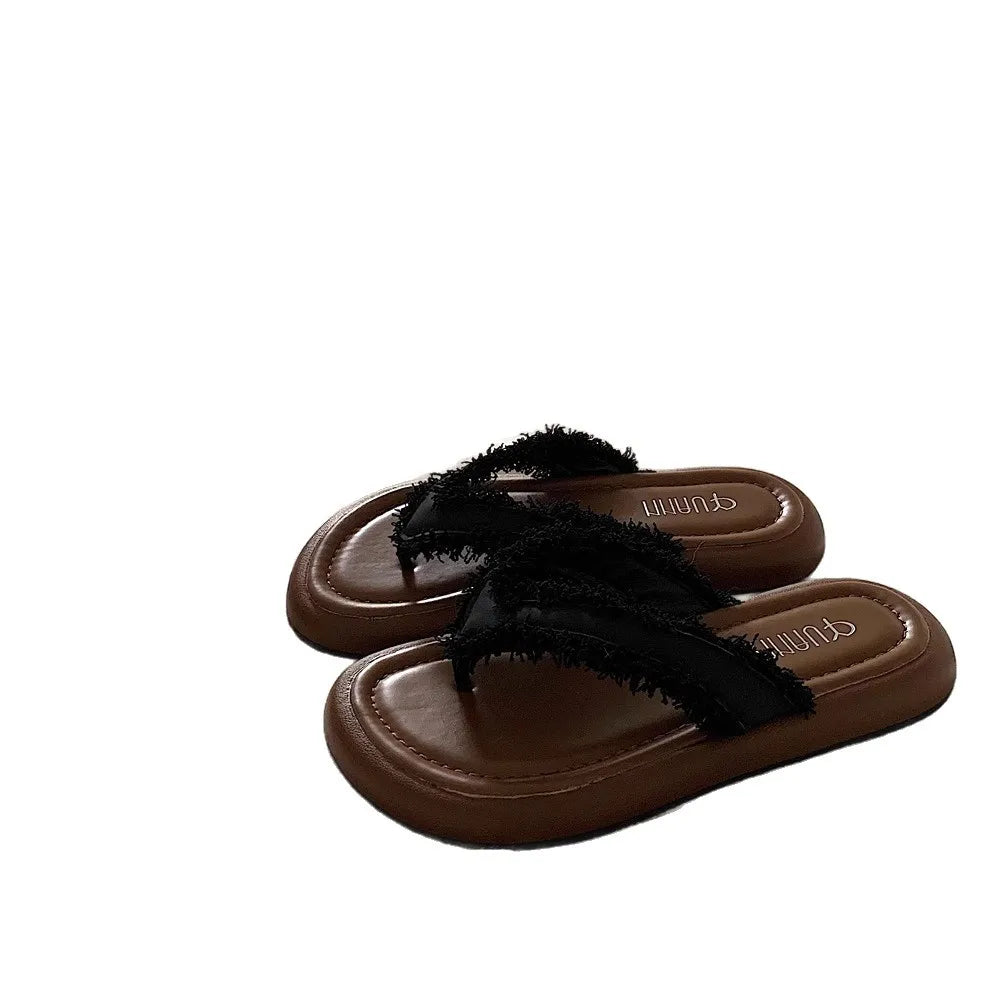 Women Open Toe Flat Beach Sandals