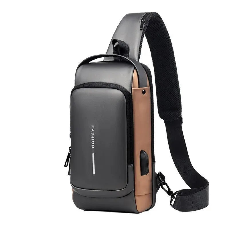 Classic PU Leather Anti Theft Crossbody Chest Bag for Men