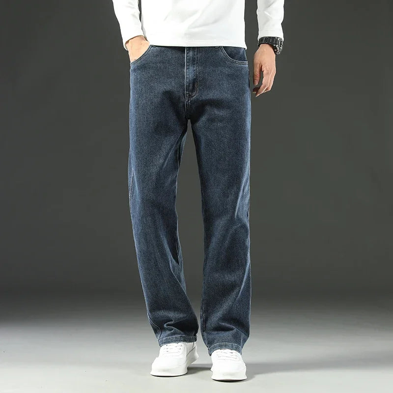 Men Business Casual Wide Leg Jeans