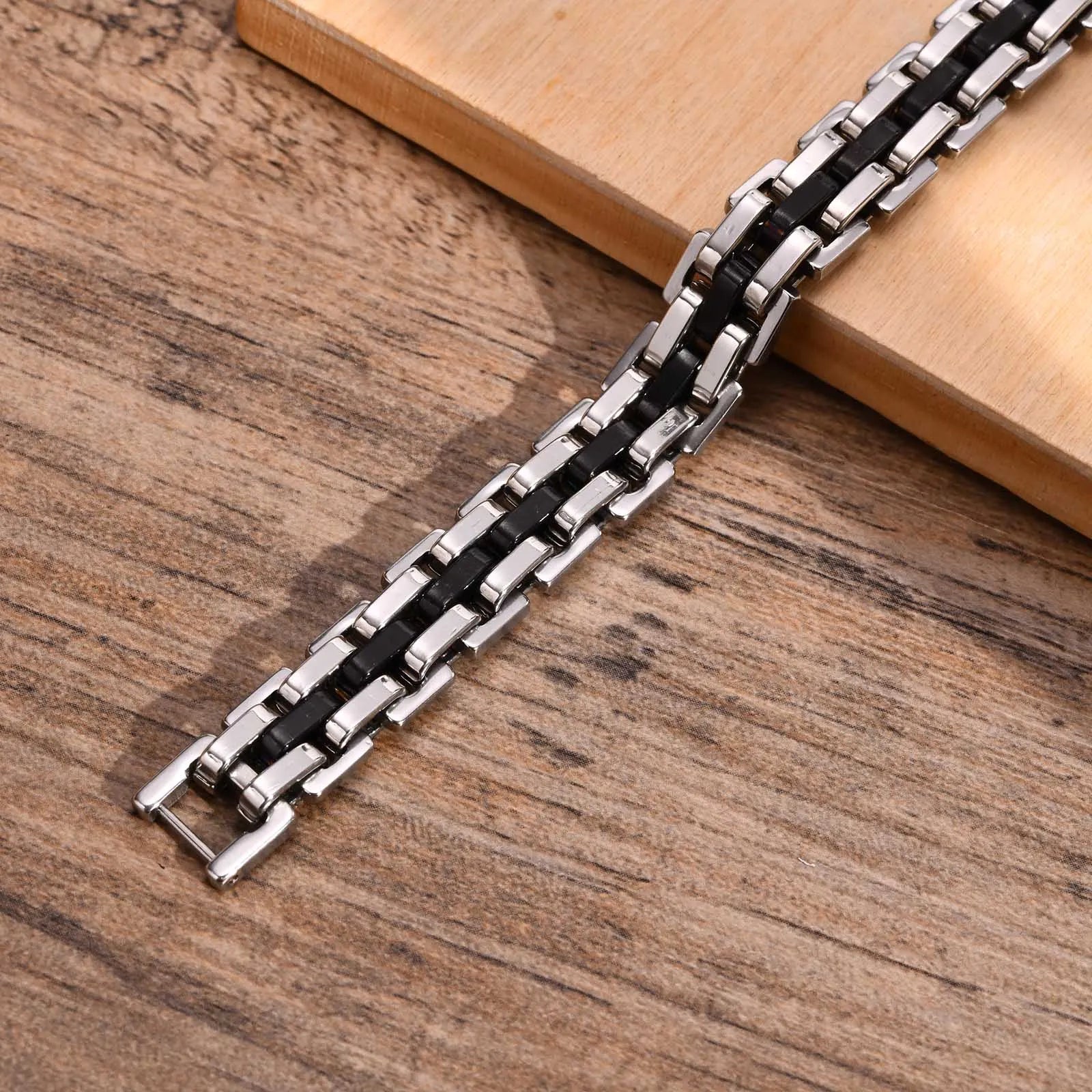 Men Two Tone Stainless Steel Bracelet Jewelry