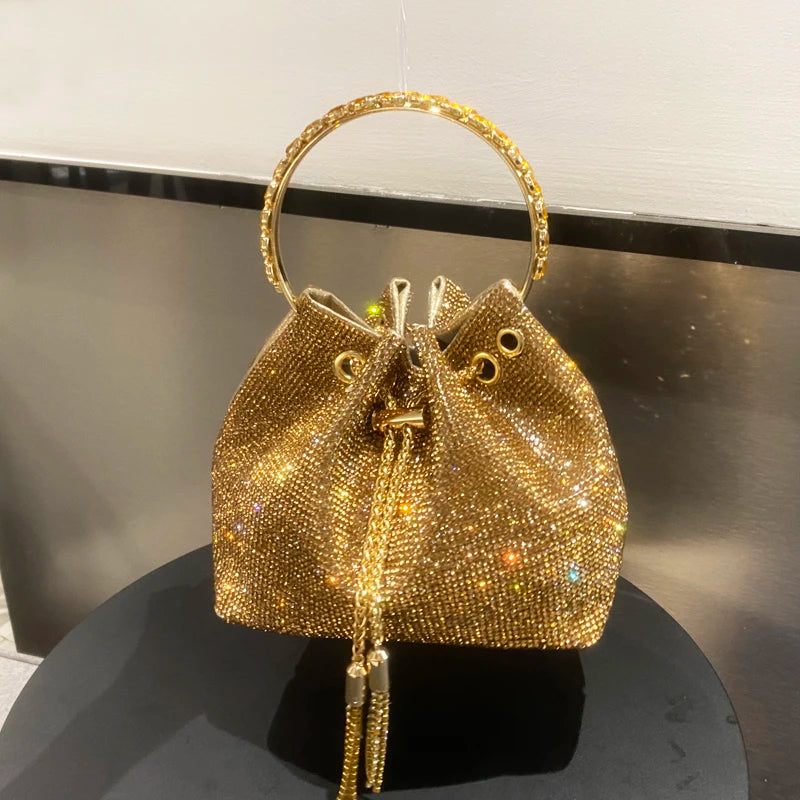 Luxury Rhinestone Bucket Evening Bag for Women