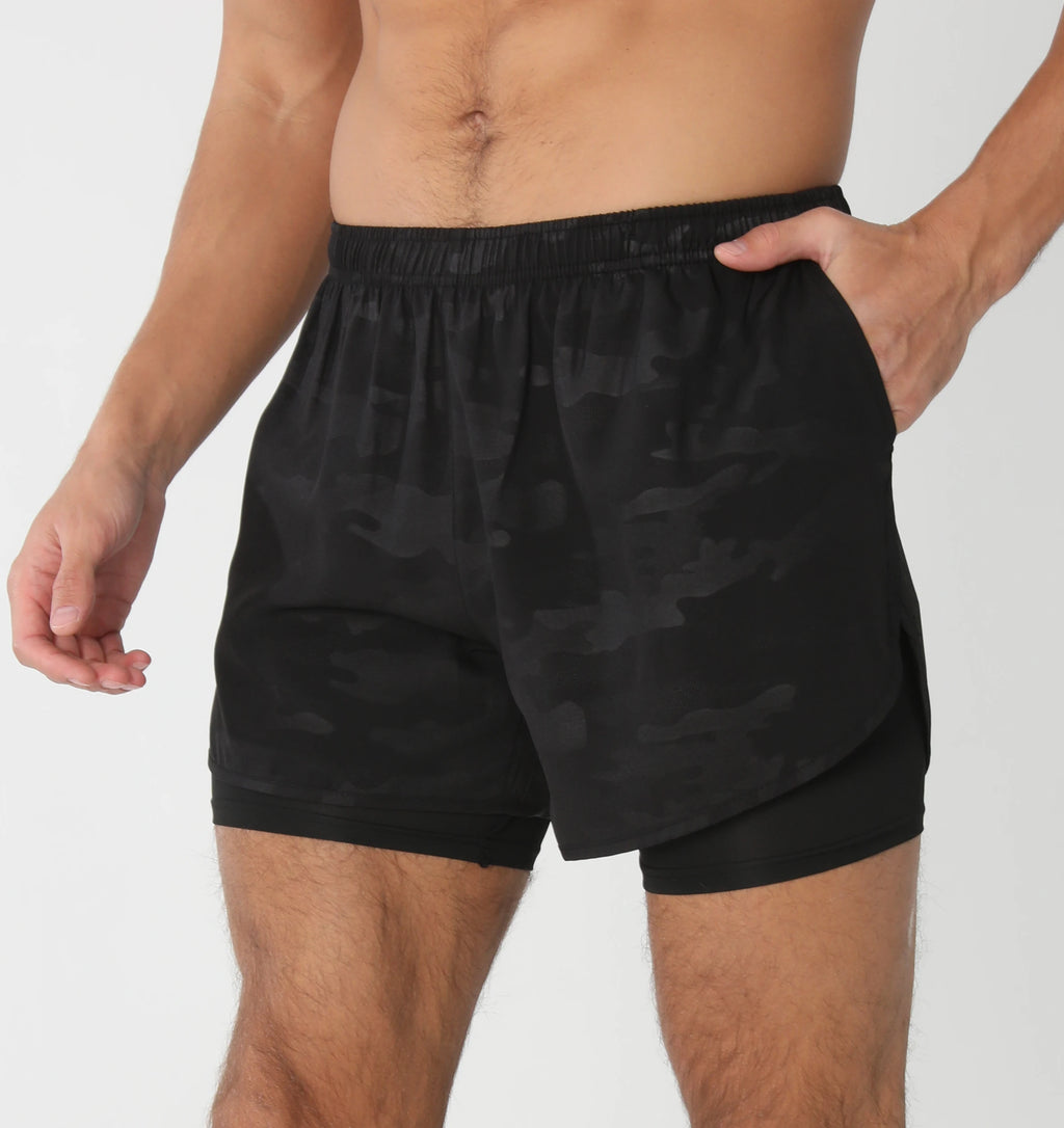 Quick-Dry Double Layer Workout Shorts for Men