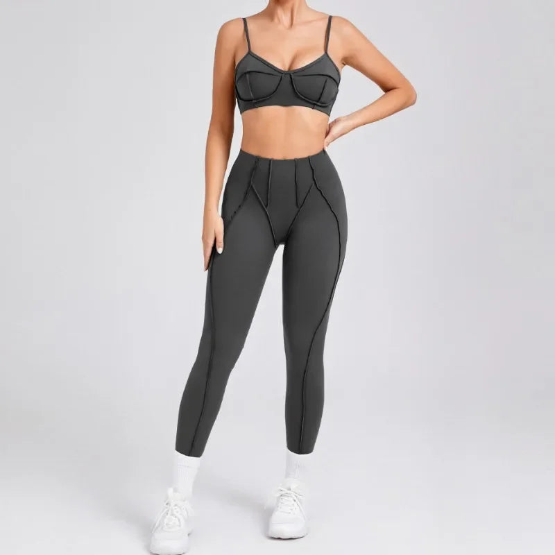 Women Yoga Set Sports Bra and High Waist Shorts Fitness Outfit