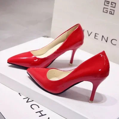 Women Nude Patent Leather Pumps