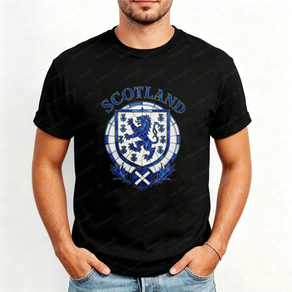 Scotland Soccer Mosaic Graphic Cotton T Shirt for Men