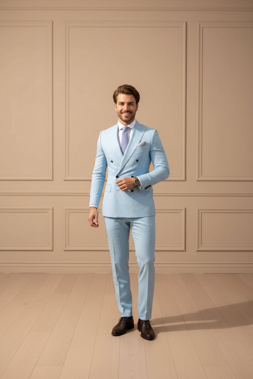 Men Brown Double Breasted Suit Set