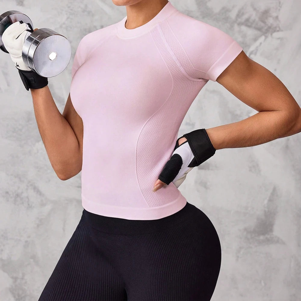Women Short Sleeve Quick Dry Sports Top for Running and Yoga