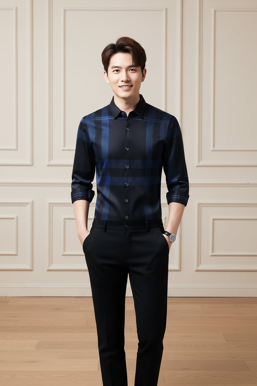 Men Printed Wrinkle Free Long Sleeve Shirt