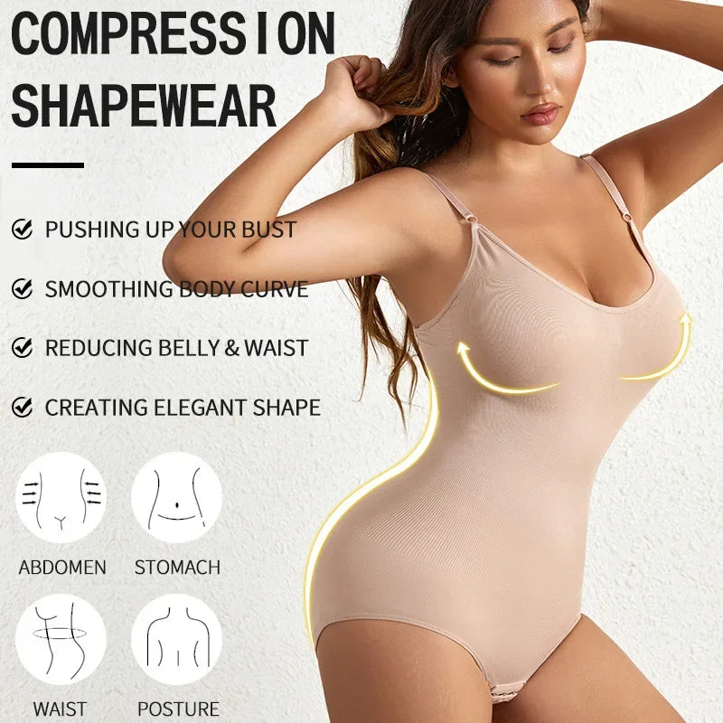 Seamless Tummy Control Shapewear Bodysuit for Women