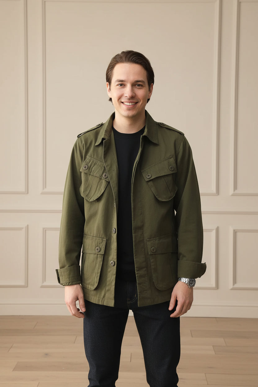 Men Vintage Multi Pocket Blazer Jacket