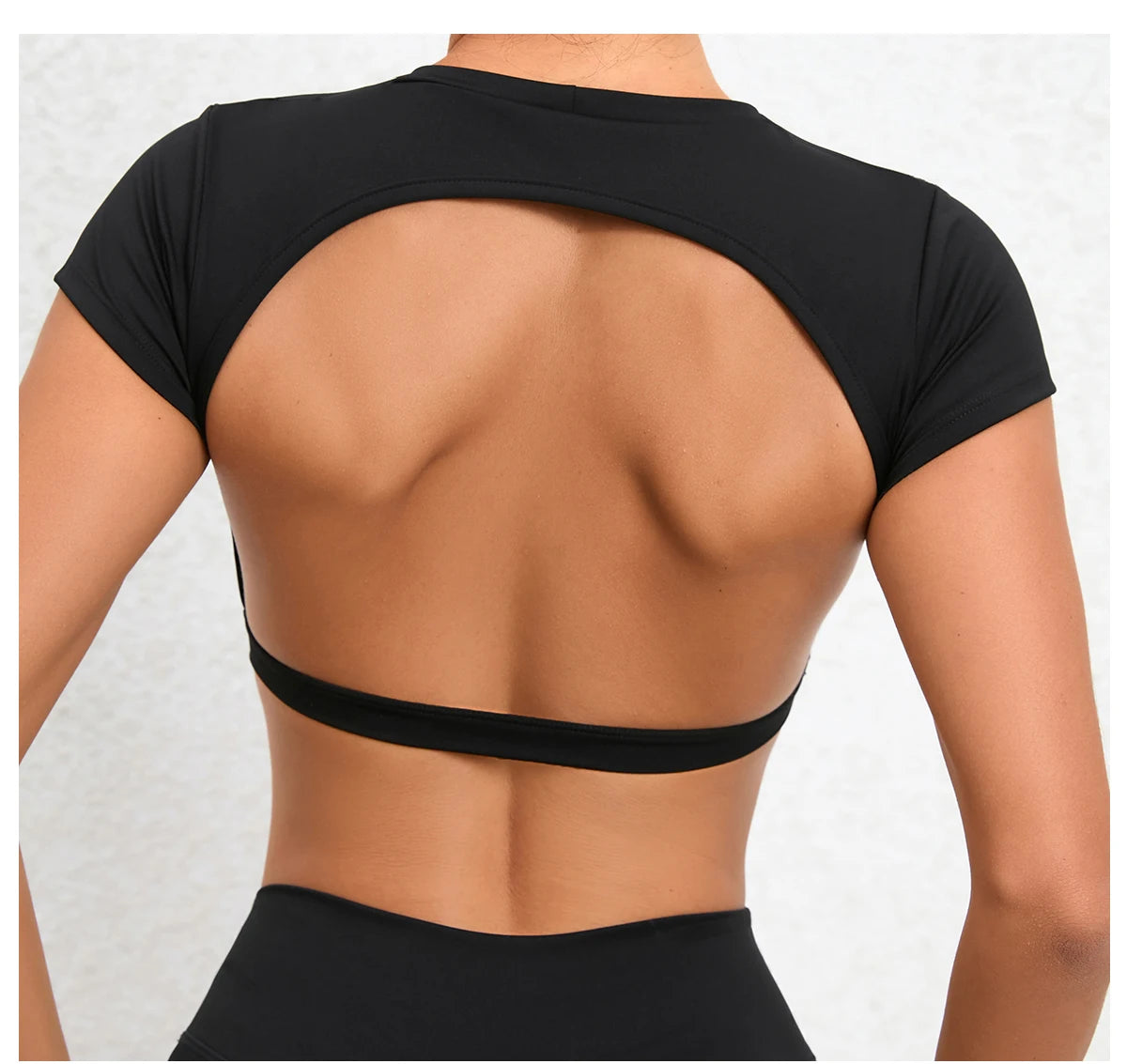Women Open Back Sports Bra T Shirt