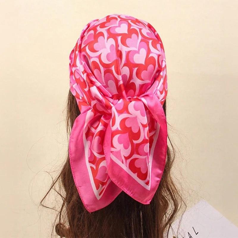 Women Floral Silk Square Hijab Scarf Fashion Shawl