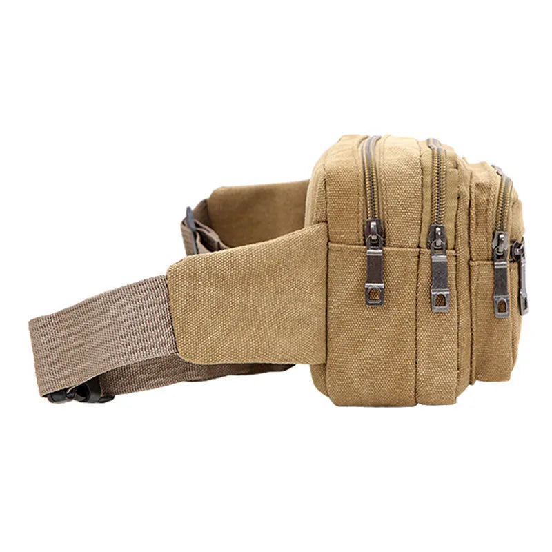 High Capacity Canvas Sports Waist Bag for Men