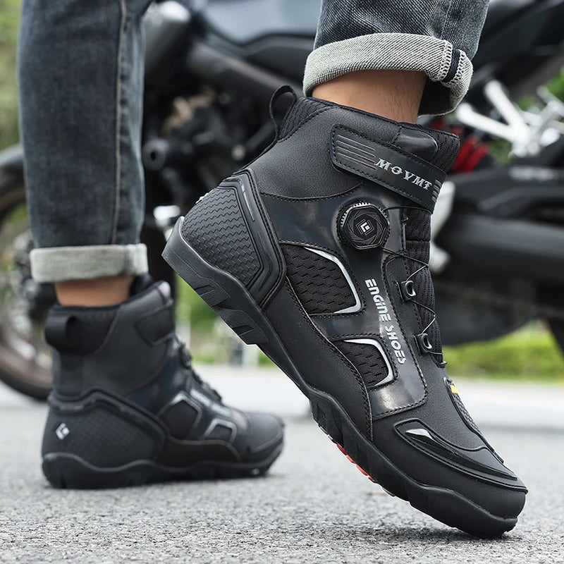 New Motorcycle Boots Men Leather Motos Breathable Anti Slip Wear-resistant Riders Boots Motorbike Racing Ankle Length Shoes