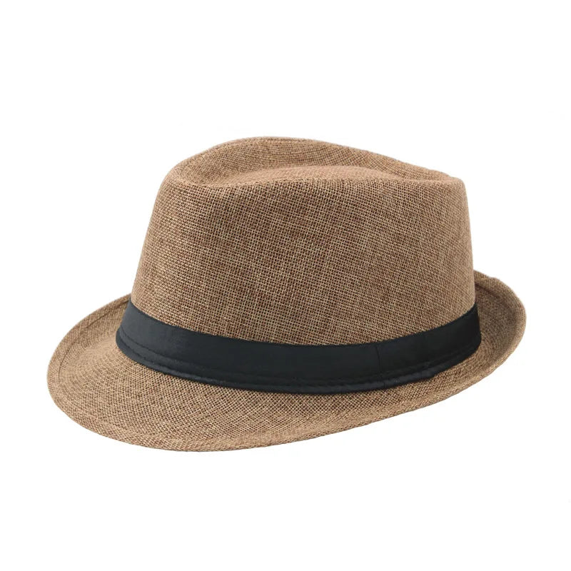 Men Wide Brim Straw Fedora Panama Hat