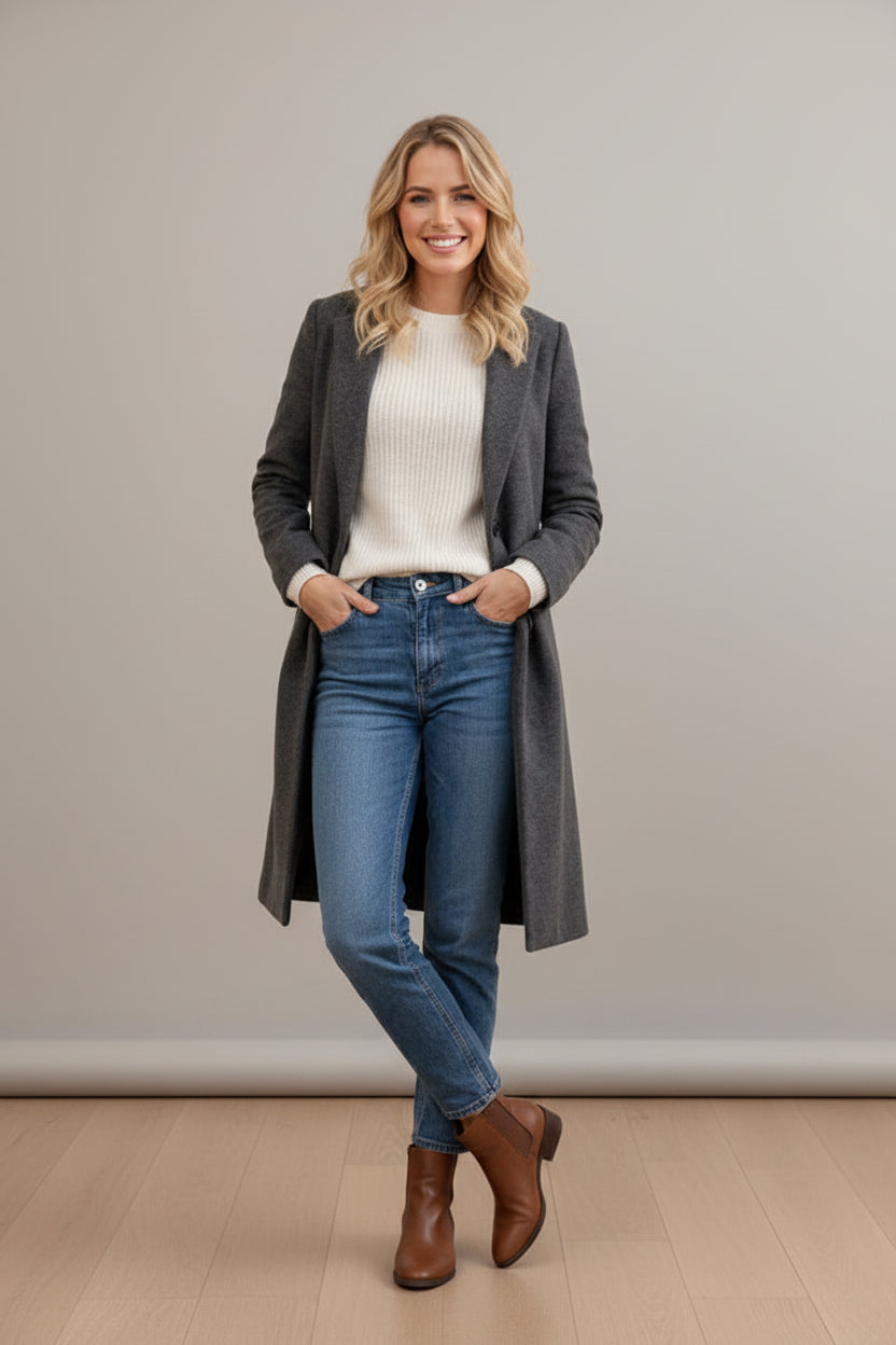 Women Open Front Long Trench Coat