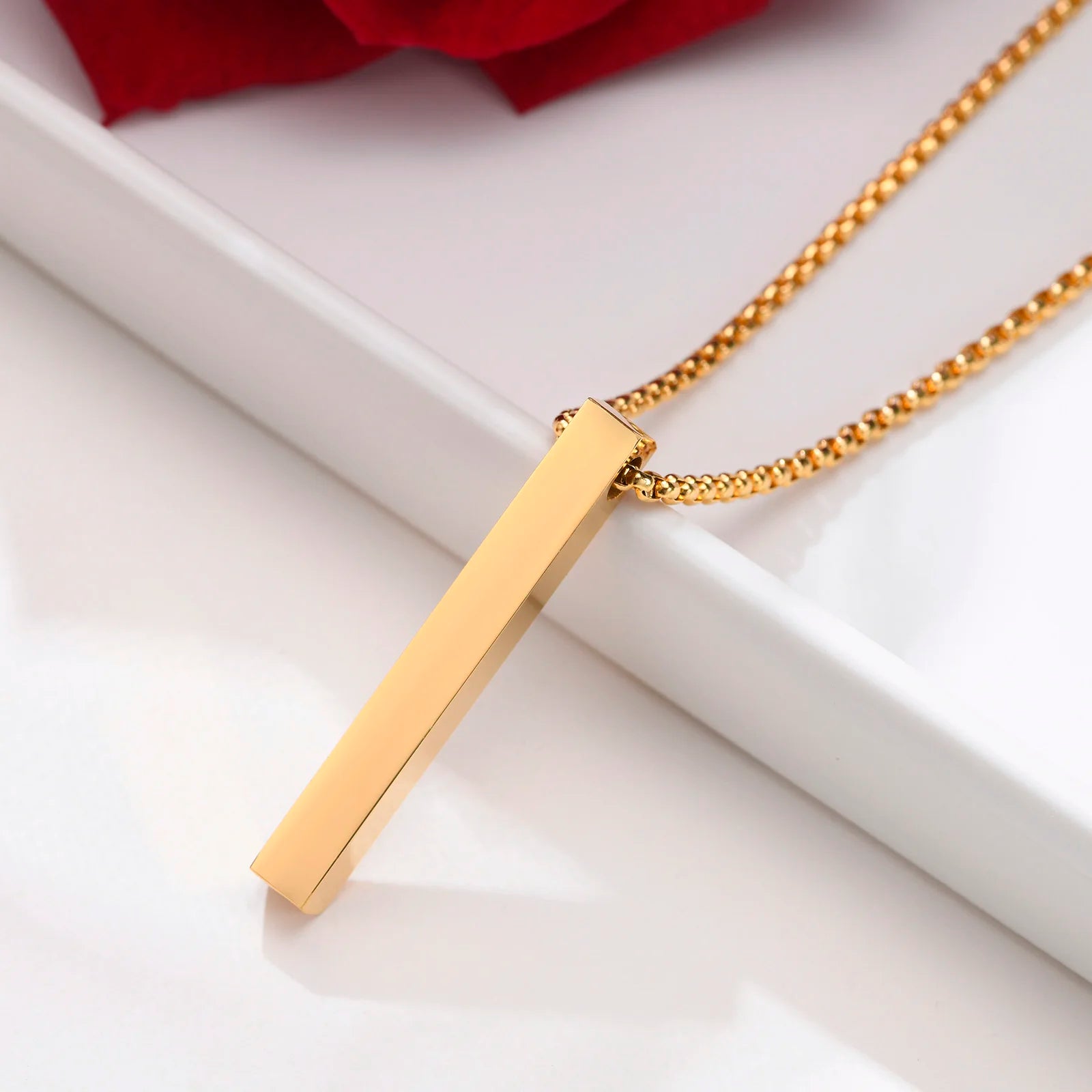 Men Stainless Steel Bar Pendant Necklace