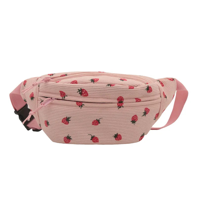 Corduroy Fashion Waist Chest Fanny Pack Bag for Women