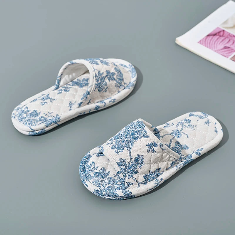 Women Soft Cotton Floral Home Slippers