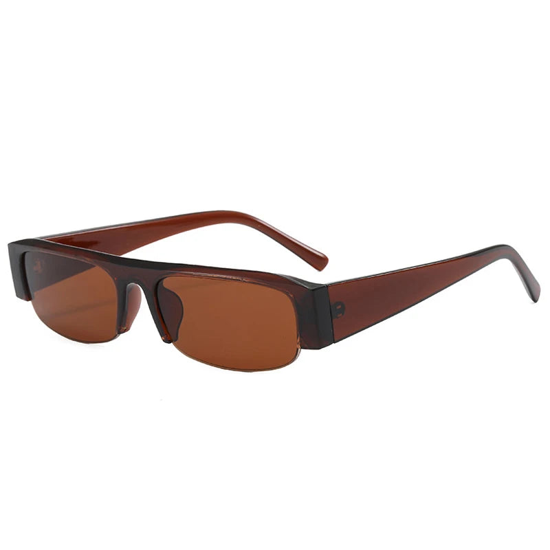 Women Small Rectangle Half Frame UV400 Sunglasses