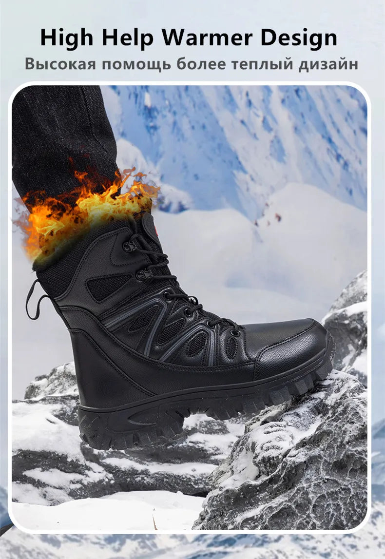 Men Winter Men Snow Boots Super Warm Men Hiking Boots High Quality Waterproof Leather Men's Boots Outdoor Motorcycle Boots