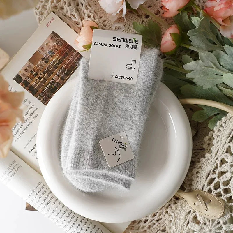 Wool Blend Thick Warm Mid Tube Socks for Women