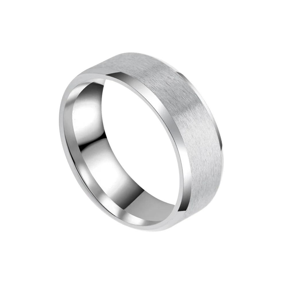 Men Groove Matte Stainless Steel Ring