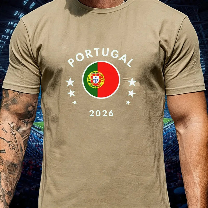 Portugal Football Fan Cotton T Shirt for Men