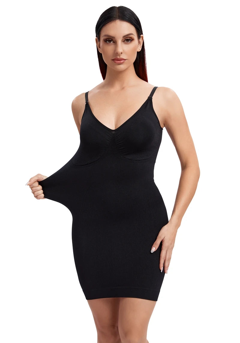 V Neck Compression Shapewear Slip Dress for Women