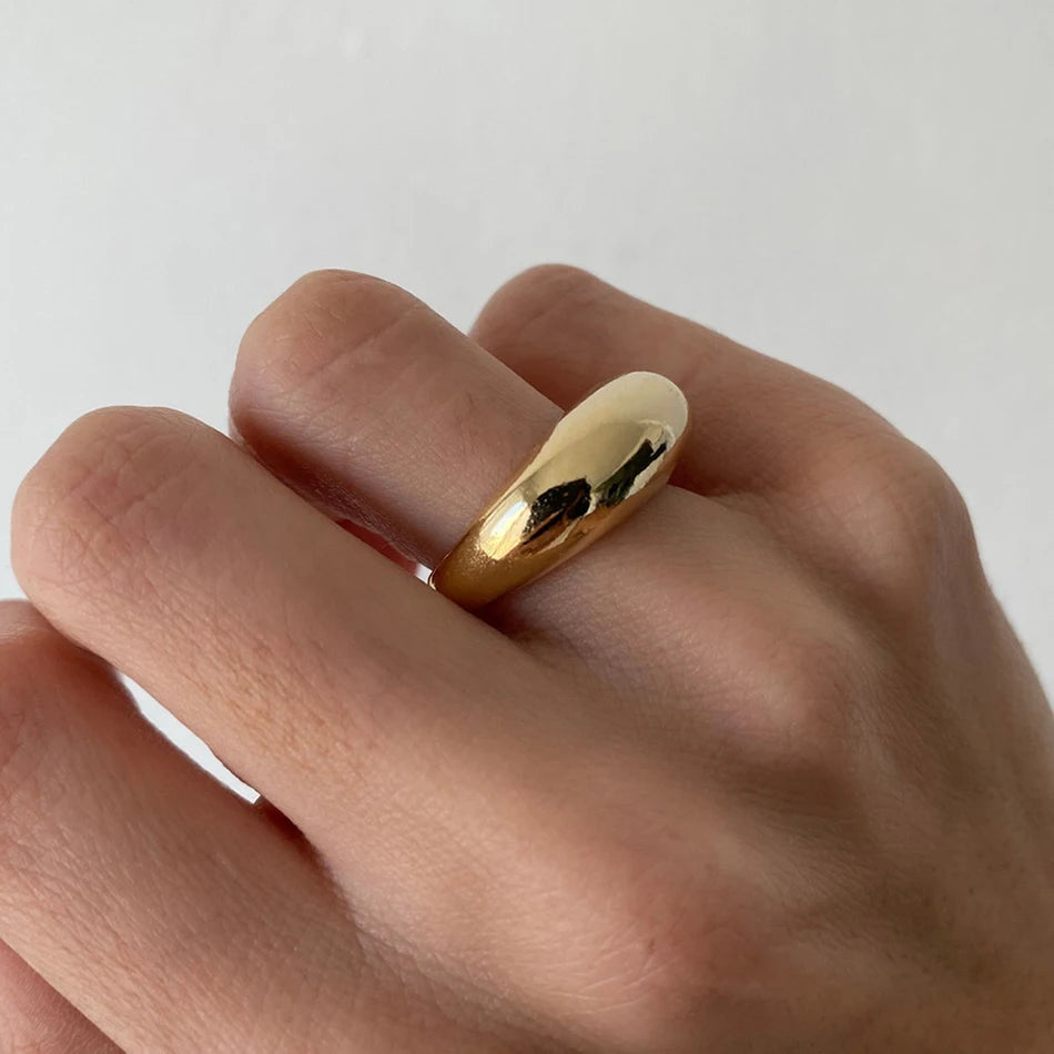 Women Simple Stainless Steel Arc Geometric Ring Jewelry