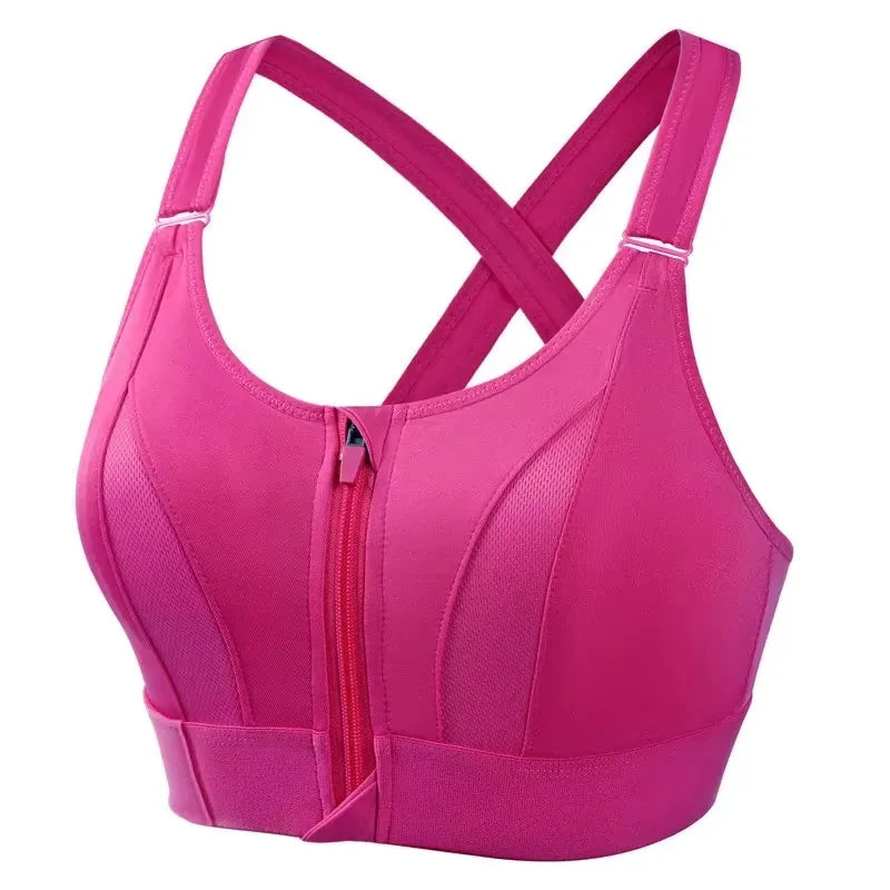 Front Zipper Adjustable Sports Bra for Women