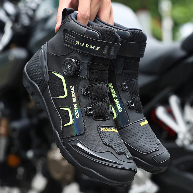 New Motorcycle Boots Men Leather Motos Breathable Anti Slip Wear-resistant Riders Boots Motorbike Racing Ankle Length Shoes