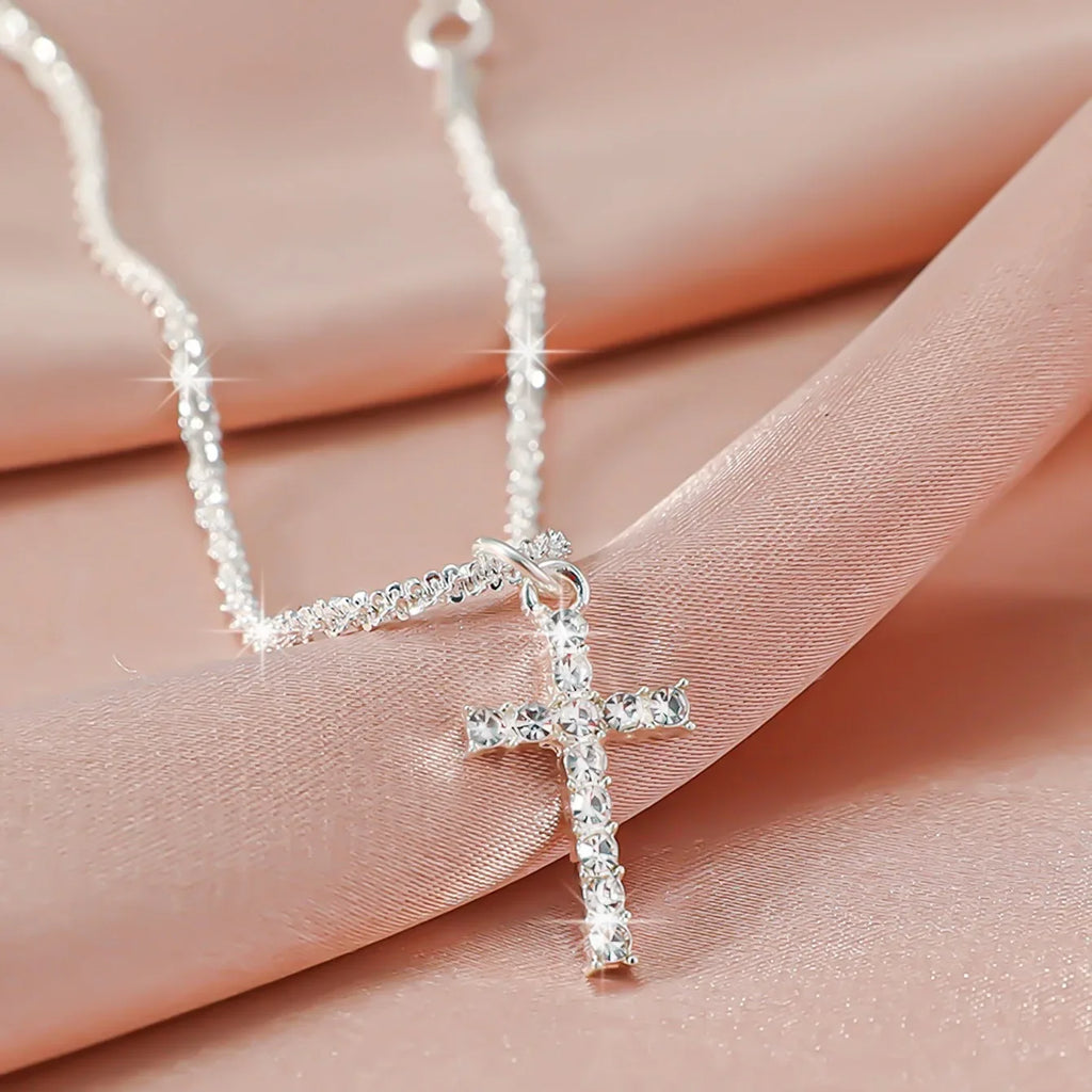 Women Zircon Cross Pendant Chain Anklet Jewelry