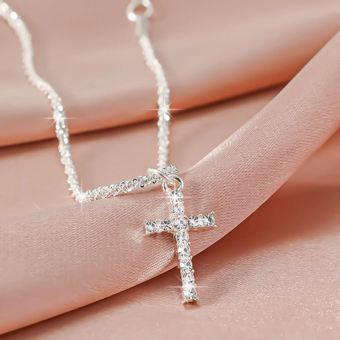 Women Zircon Cross Pendant Chain Anklet Jewelry
