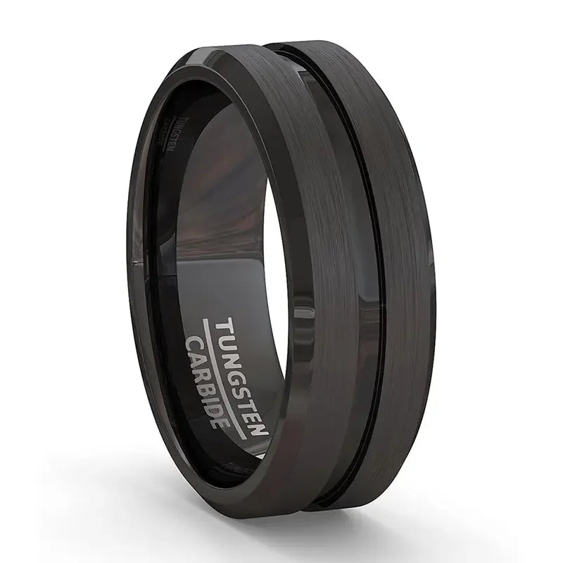 Men Groove Matte Stainless Steel Ring