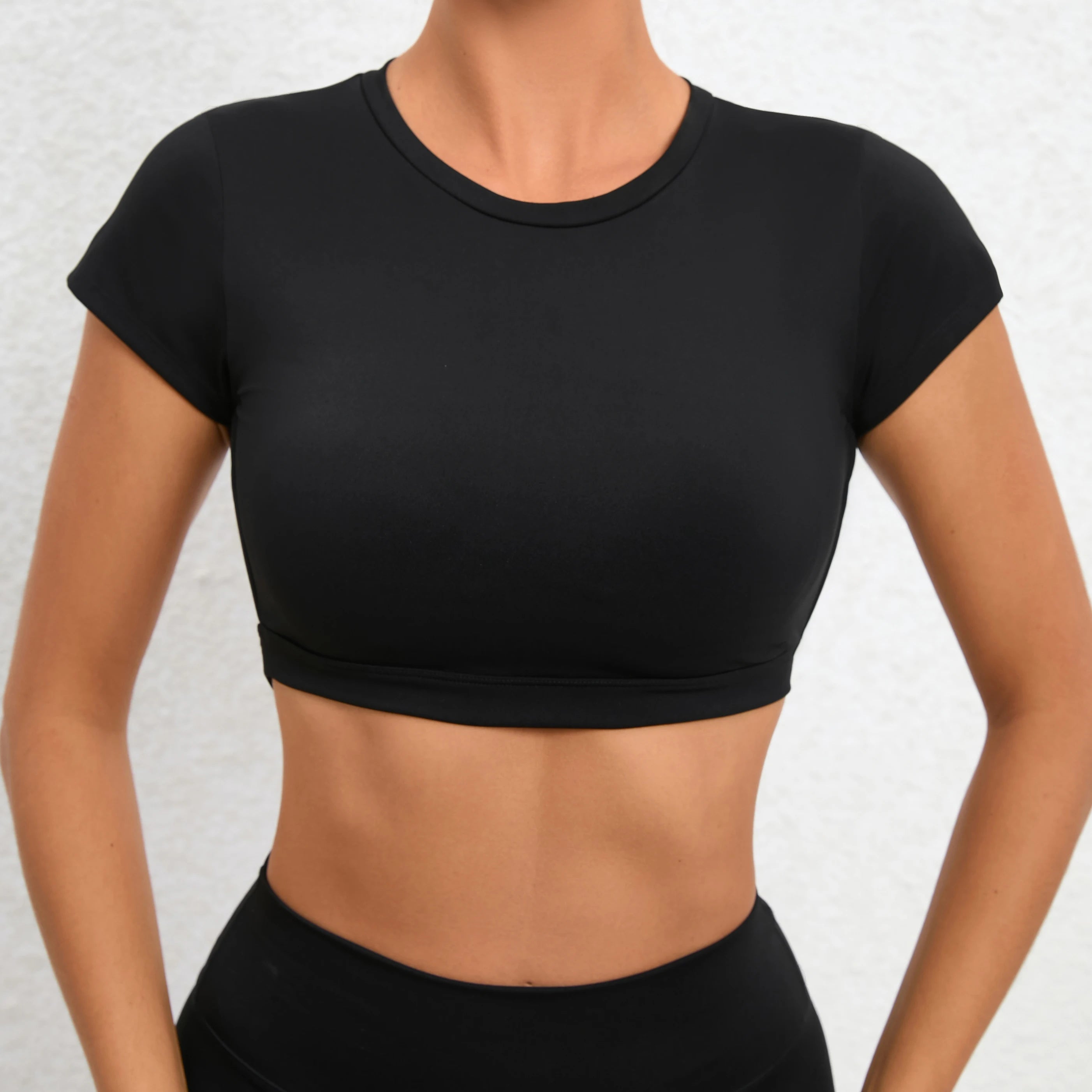 Women Open Back Sports Bra T Shirt