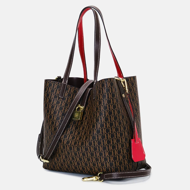 Large Capacity PU Crossbody Handbag with Letter Print for Women