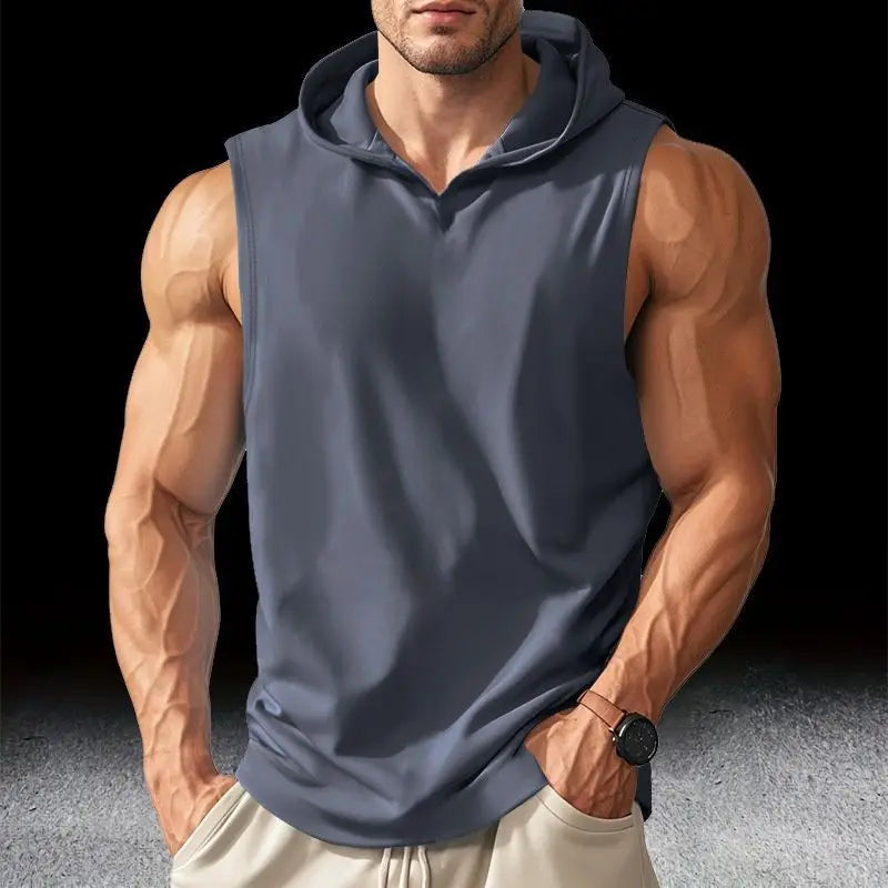 Men Hooded Running Gym Tank Top Vest
