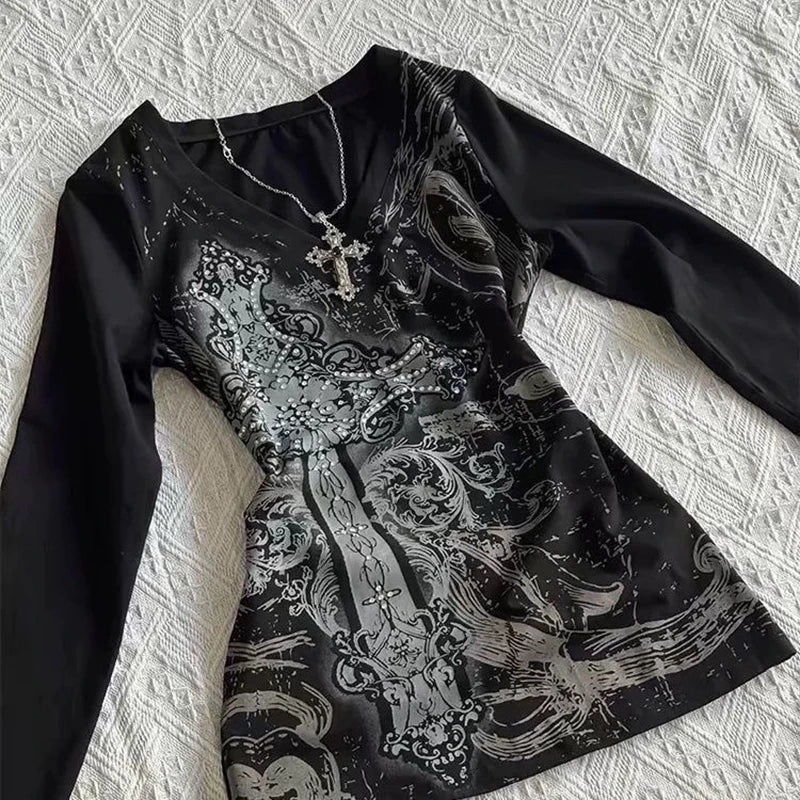Vintage Punk Crop T Shirt for Women