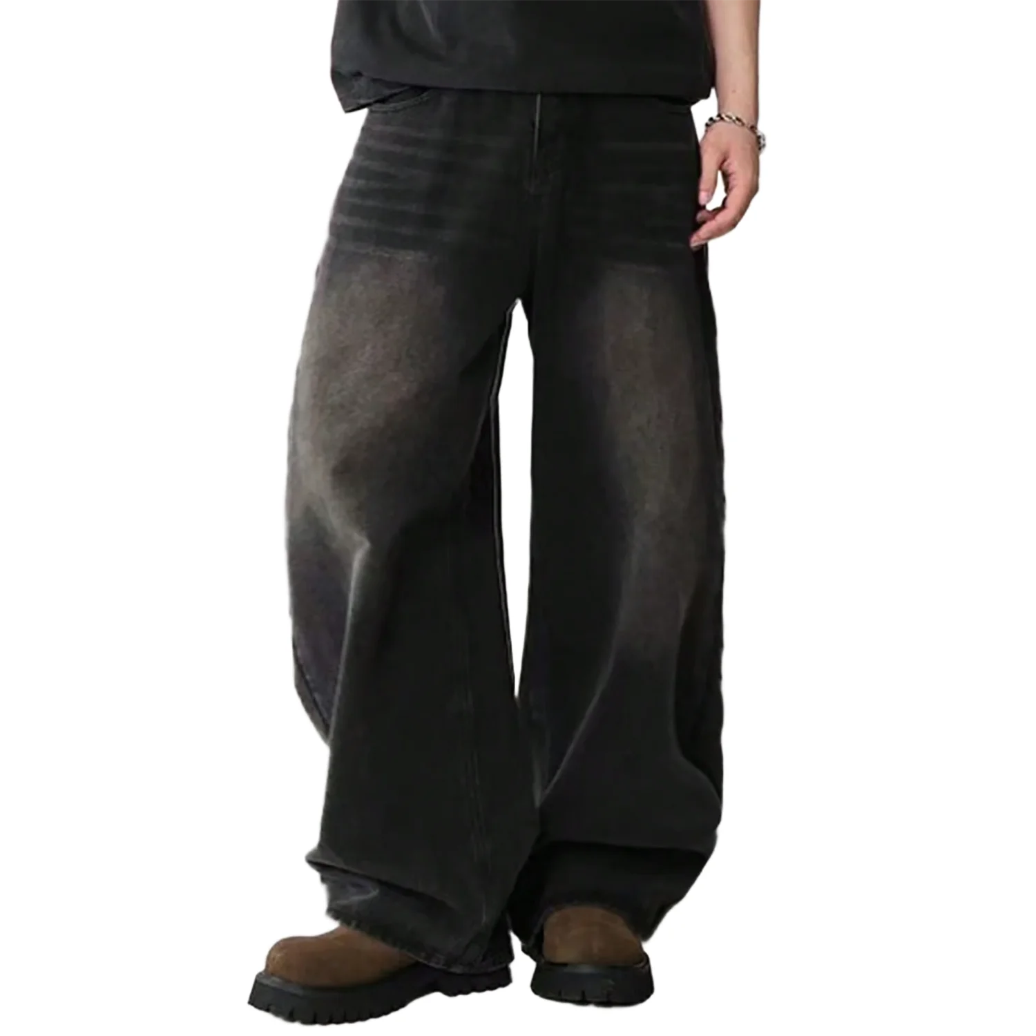 Men Korean Loose Wide Leg Jeans
